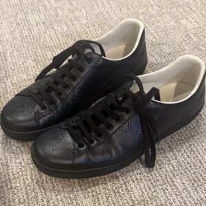 Gucci Black Leather Casual Shoes